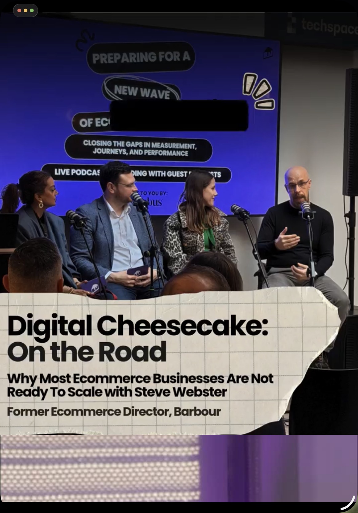 Steve Webster on the Digital Cheesecake live podcast panel, making a point